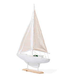 Thumbnail 2: Magical Season 24 in Large Wooden Christmas Sailboat with Wreath 