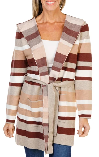 Thumbnail 1: BB Dakota Women's Hooded Belted 2 Pocket Cardigan 