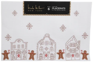 Thumbnail 2: Nicole Miller 6 Pk Christmas Gingerbread House Placemats 