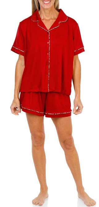 Thumbnail 5: Flora by Flora Nikrooz Women's 3 Pc Button Up Leopard Trim Pajama Pants Set 