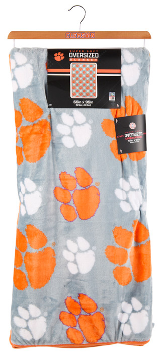 Thumbnail 1: CLEMSON TIGERS 66x95 Super Soft Oversized Twin XL Team Blanket with Hanger 
