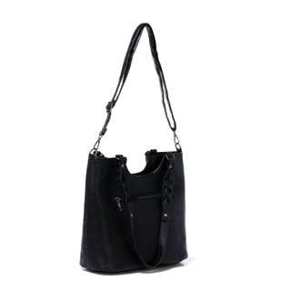 Thumbnail 3: Anneliese Embossed Braided Handled Tote with Bead & Tassel Charms 