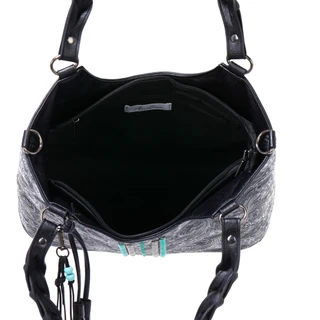 Thumbnail 4: Anneliese Embossed Braided Handled Tote with Bead & Tassel Charms 
