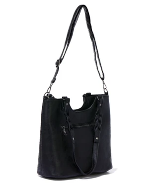 Thumbnail 6: Anneliese Embossed Braided Handled Tote with Bead & Tassel Charms 