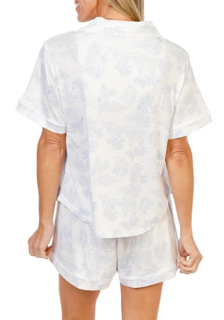 Thumbnail 2: Flora by Flora Nikrooz Women's 2 Pc Button Up Pajama Shorts Set with Chest Pocket 