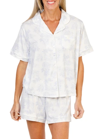 Thumbnail 1: Flora by Flora Nikrooz Women's 2 Pc Button Up Pajama Shorts Set with Chest Pocket 