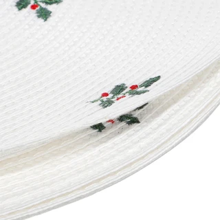 Thumbnail 3: Nicole Miller 4 Pk Christmas Holly Round Placemats 
