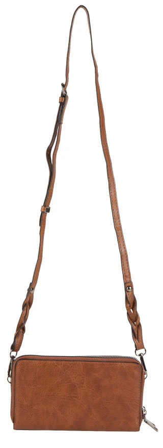 Thumbnail 2: Anneliese Floral Embossed Double Zipper Crossbody w/ Flap 