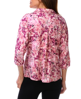 Thumbnail 2: Ava & Grace Women's 3/4 Sleeve Floral Button Up Top 