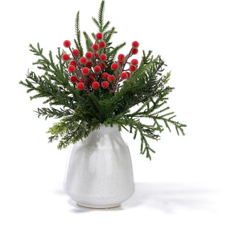 Thumbnail 1: 6.5x16 Christmas Pine & Red Sugar Berries Home Accent 