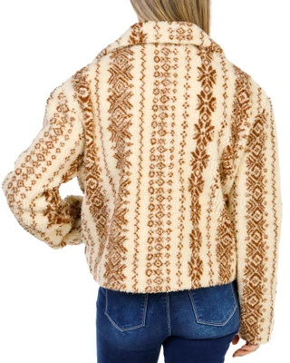 Thumbnail 3: MISS ME Women's Western Sherpa Jacket with Buckle Closures 
