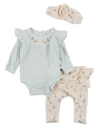 Thumbnail 1: Catherine Malandrino Baby Girls 3 Pc Floral Print Pants Set 