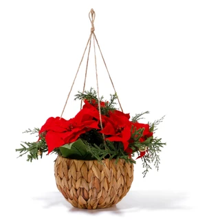 Thumbnail 2: Magical Season 8.5x14 Hanging Christmas Poinsettia Decoration 