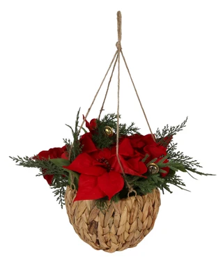 Thumbnail 1: Magical Season 8.5x14 Hanging Christmas Poinsettia Decoration 