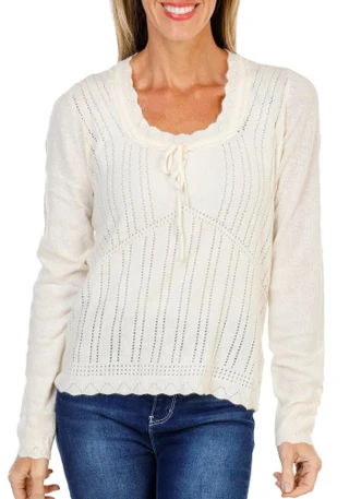 Thumbnail 1: MISS ME Women's Lace Up Knit Top  
