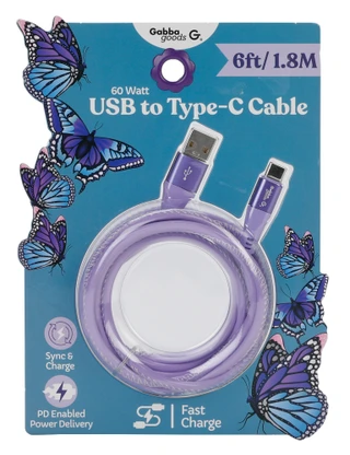 Thumbnail 1: GABBA GOODS 6 Ft 60 Watt Fast Charge USB to Type C Cable  