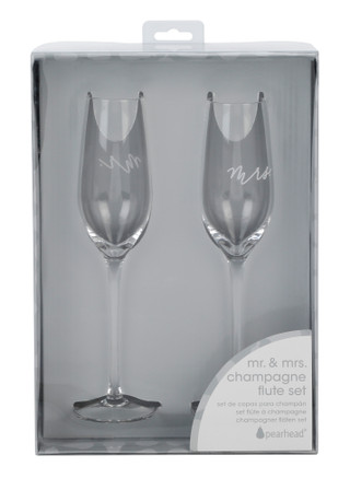 Thumbnail 1: Pearhead 2 Pk Mr. & Mrs. Champagne Flute Set 