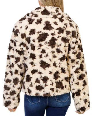 Thumbnail 2: MISS ME Women's Spotted Sherpa Snap Front Jacket 