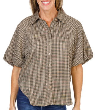 Thumbnail 1: MAX STUDIO Women's Plaid Print Button Down Top  