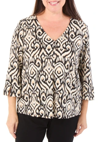 Thumbnail 1: Zac & Rachel Women's Plus Ikat Print Top  