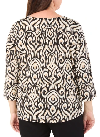 Thumbnail 2: Zac & Rachel Women's Plus Ikat Print Top  