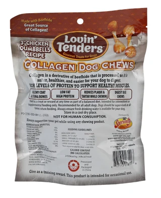 Thumbnail 2: LOVIN TENDERS 19 Pk 3 In Chicken Dumbbells Collagen Dog Chews   