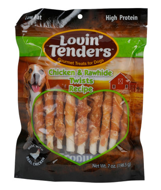 Thumbnail 1: LOVIN TENDERS Gourmet Chicken And Rawhide Twists Dog Treats  