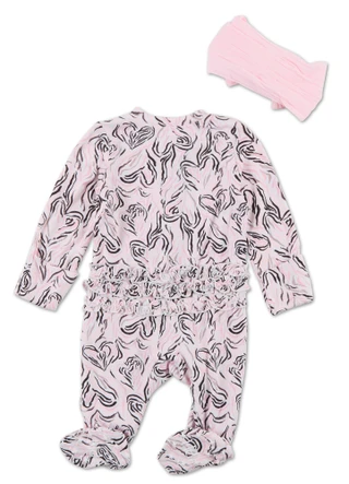Thumbnail 2: Paris Hilton Baby Girls Printed Bodysuit w/ Headband 