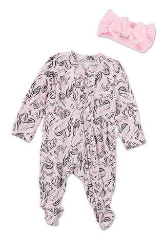 Thumbnail 1: Paris Hilton Baby Girls Printed Bodysuit w/ Headband 