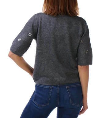 Thumbnail 2: Cece Women's Short Sleeve Embellished Knit Sweater 