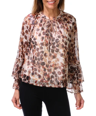 Thumbnail 1: Ava & Grace Women's 3/4 Bell Sleeve Leopard Print Top 
