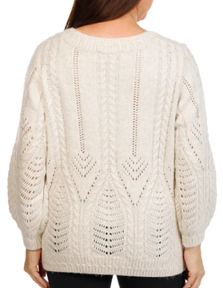 Thumbnail 2: Philosophy Republic Clothing Women's Plus Crochet V-Neck Sweater 