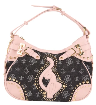 Thumbnail 1: Baby Phat Embroidered Denim Logo Large Hobo Bag 