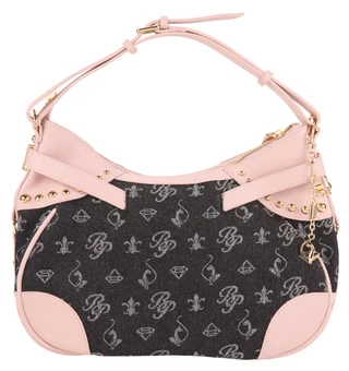 Thumbnail 3: Baby Phat Embroidered Denim Logo Large Hobo Bag 