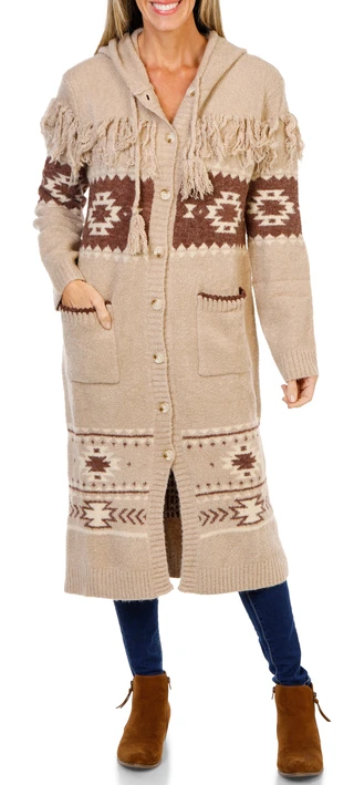 Thumbnail 1: MISS ME Women's Aztec Longline Knit Cardigan  