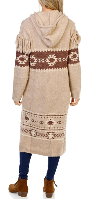 Thumbnail 2: MISS ME Women's Aztec Longline Knit Cardigan  