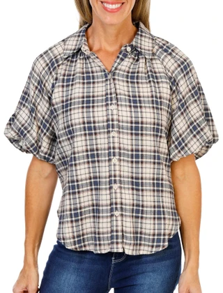 Thumbnail 1: MAX STUDIO Women's Plaid Print Button Down Top  
