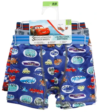 Thumbnail 1: Disney Toddler Boys 3 Pk Cars Ultra Soft Athletic Boxer Briefs 