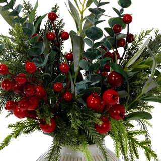 Thumbnail 2: 17 in Christmas Greenery with Berries in Vase Decor 