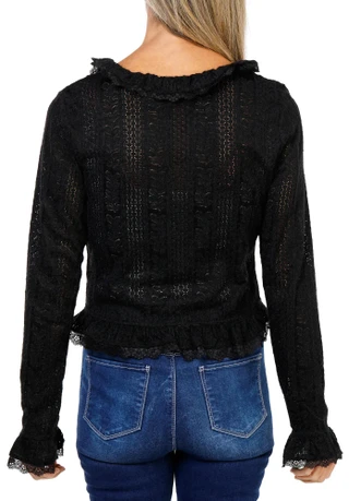 Thumbnail 2: MISS ME Women's Eyelet Bell Sleeve Top  