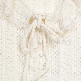 Thumbnail 2: MISS ME Women's Eyelet & Lace Button Up Bell Sleeve Top  