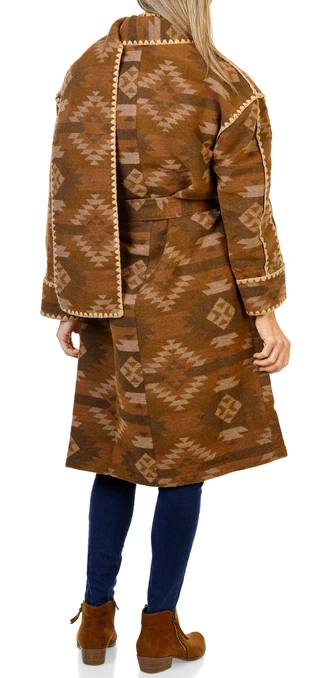 Thumbnail 3: MISS ME Women's Aztec Print Belted Wrap Coat  