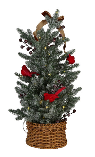 Thumbnail 3: Magical Season 25 in LED Frosted Christmas Tree with in Wicker Base Decor 
