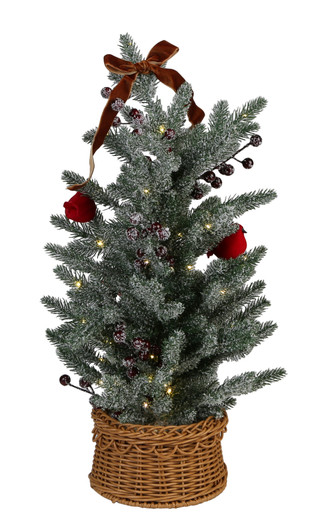 Thumbnail 1: Magical Season 25 in LED Frosted Christmas Tree with in Wicker Base Decor 