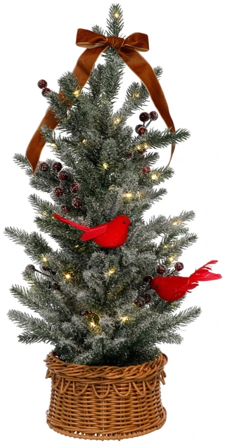 Thumbnail 1: Magical Season 25 in LED Frosted Christmas Tree with in Wicker Base Decor 