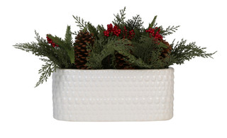 Thumbnail 3: Magical Season 14x11 Christmas Pine & Red Berries in Ceramic Pot Accent 