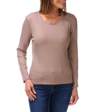 Thumbnail 1: Cyrus Women's Long Sleeve Crew Neck Ribbed Top 