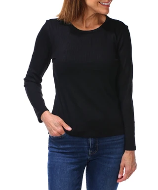 Thumbnail 1: Cyrus Women's Long Sleeve Crew Neck Ribbed Top 