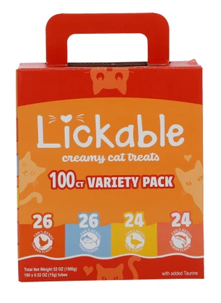 Thumbnail 1: LICKABLES 100 Ct Variety Pack Lickable Creamy Cat Treat Tubes 