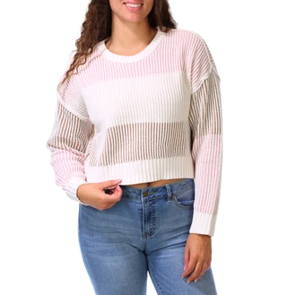 Thumbnail 1: No Comment Juniors Pullover Crop Sweater 